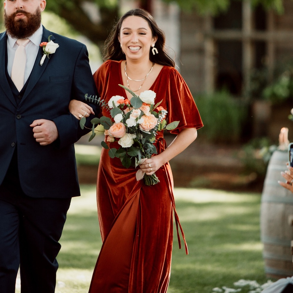 Baltic Born Rust Wrap Tie Bridesmaid Dress